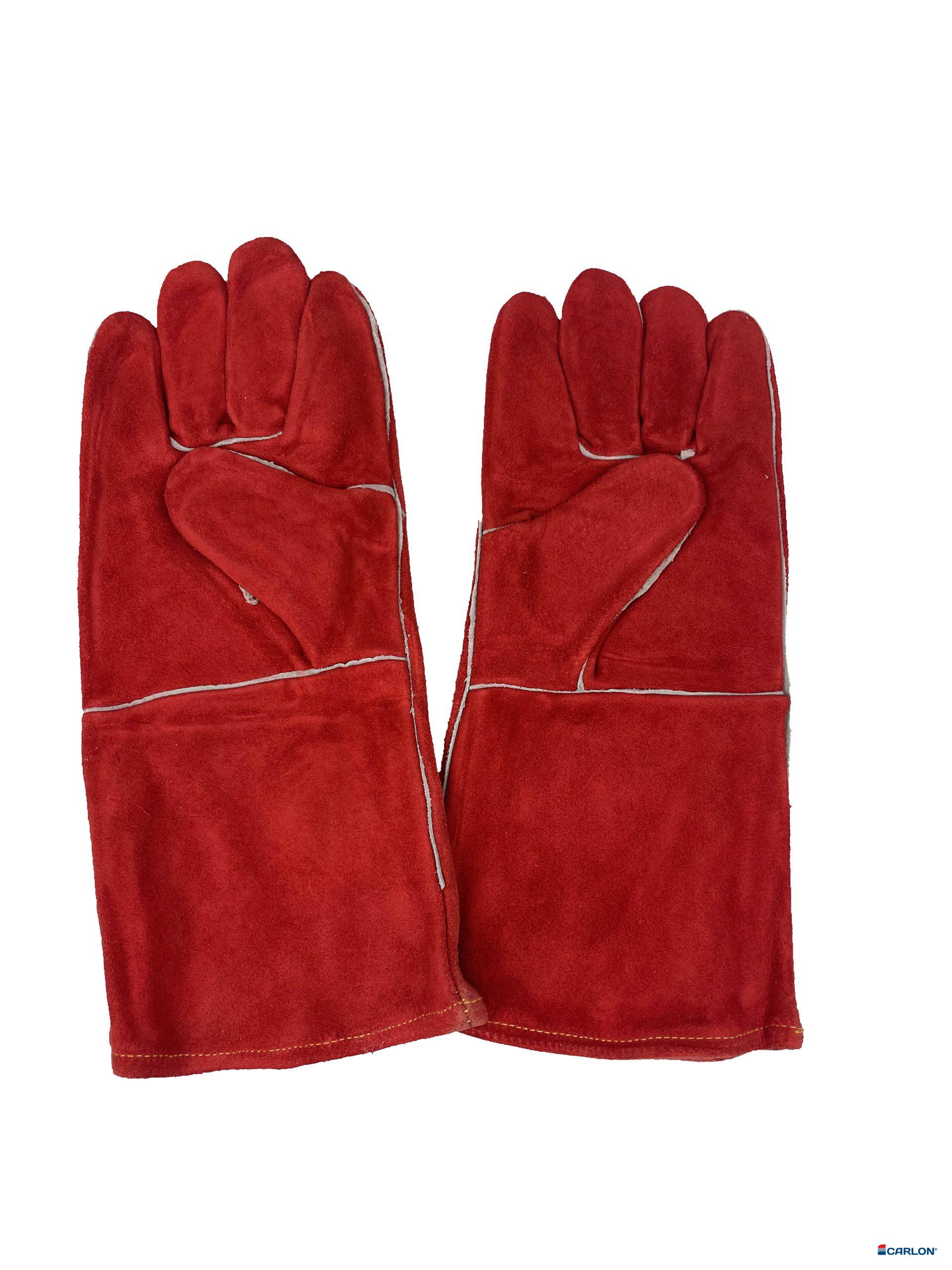 Lashandschoen rood splitleder gevoerd XL/10