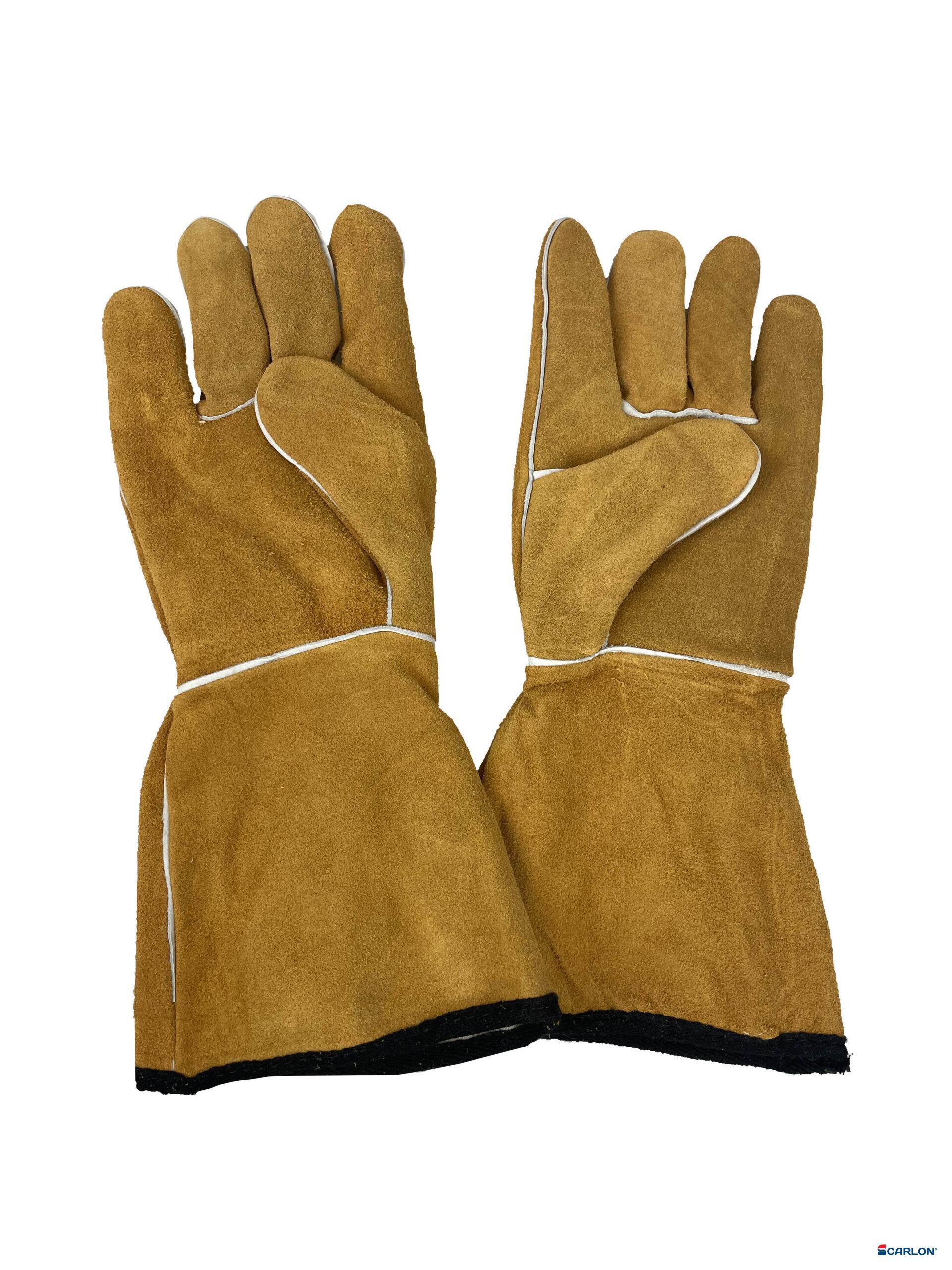 Lashandschoen geel splitleder katoen gevoerd XL/10