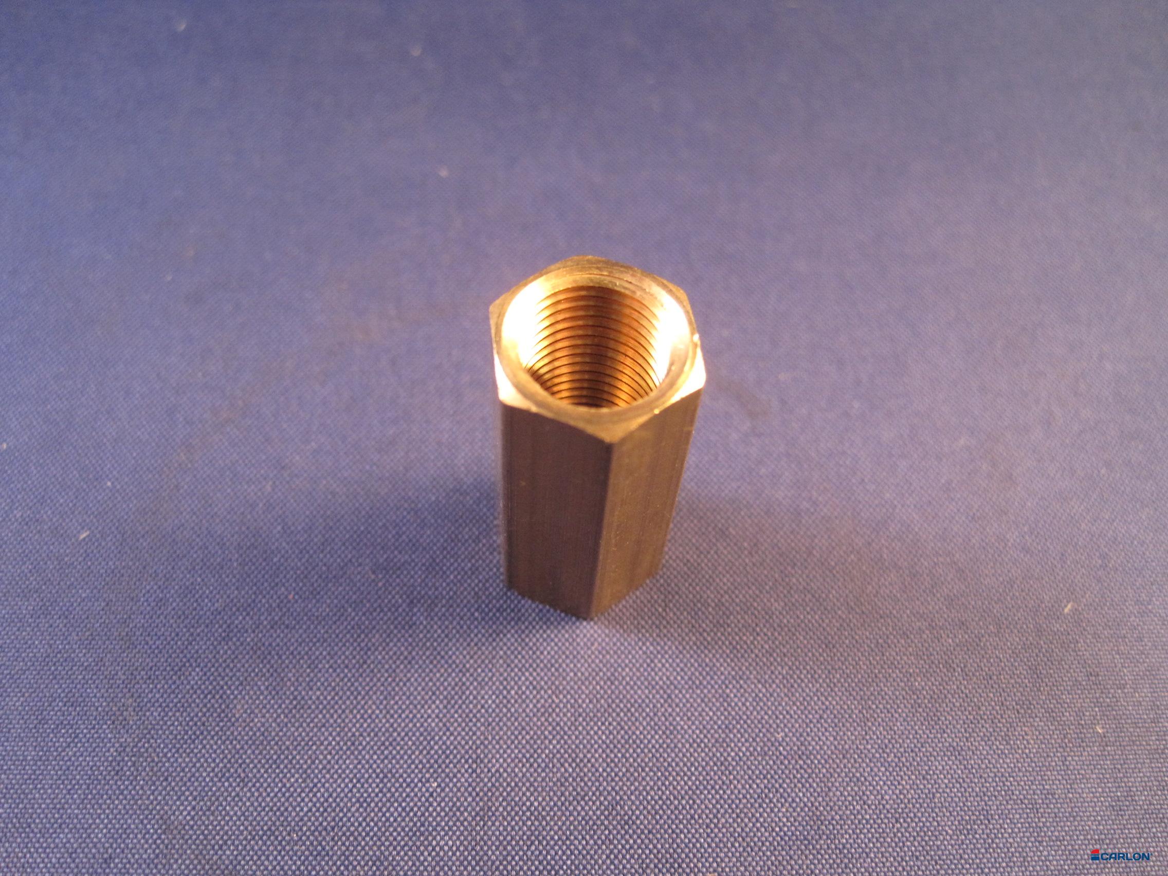 Zeskant koppelmoer messing lang tbv handgreep