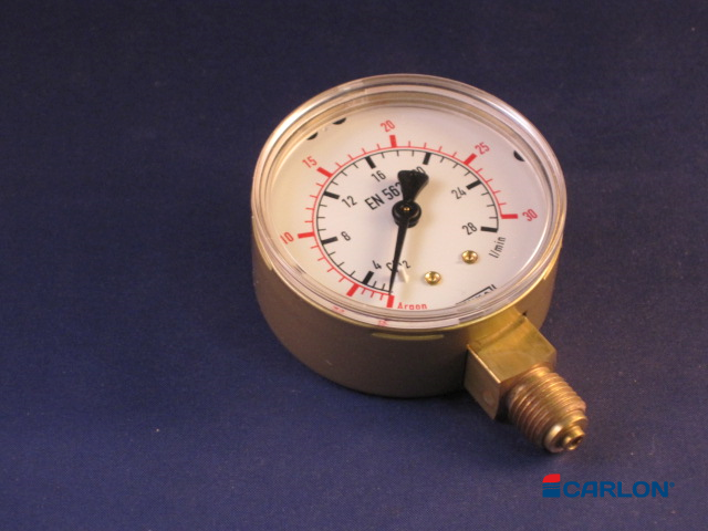 Manometer werkdruk onderaansluiting ¼" Argon/CO² 0-28/30 l/min 63mm - Afbeelding 2