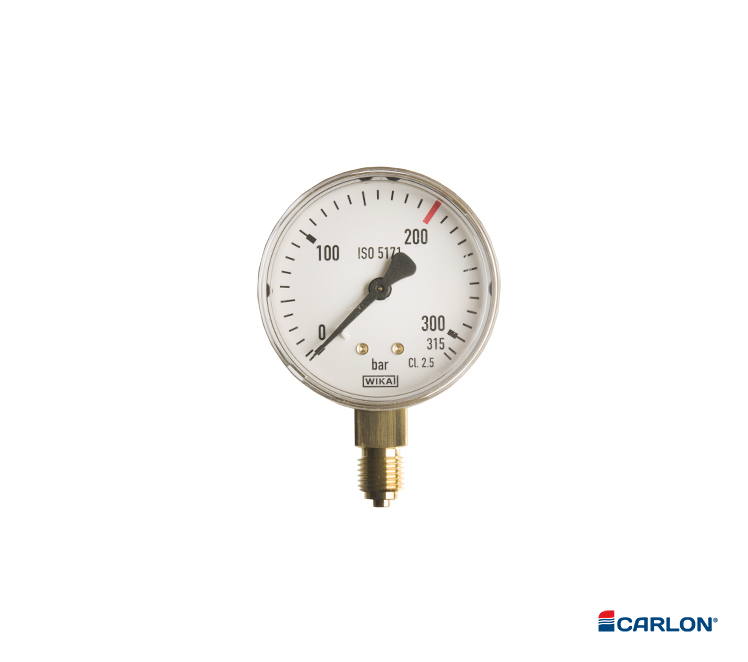 Manometer inhoudsdruk onderaansluiting ¼" Argon/CO² 0-200/315 bar 63mm