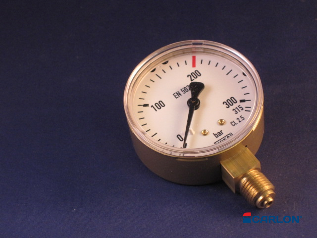 Manometer inhoudsdruk onderaansluiting ¼" Argon/CO² 0-200/315 bar 63mm - Afbeelding 2
