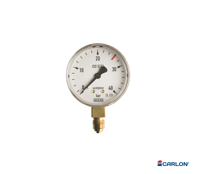 Manometer inhoudsdruk onderaansluiting ¼" Acetyleen 0-25/40 bar 63mm