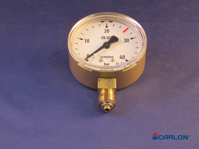 Manometer inhoudsdruk onderaansluiting ¼" Acetyleen 0-25/40 bar 63mm - Afbeelding 2