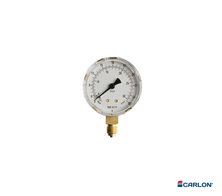Manometer werkdruk onderaansluiting ¼" Argon/CO² 0-28/30 l/min 63mm
