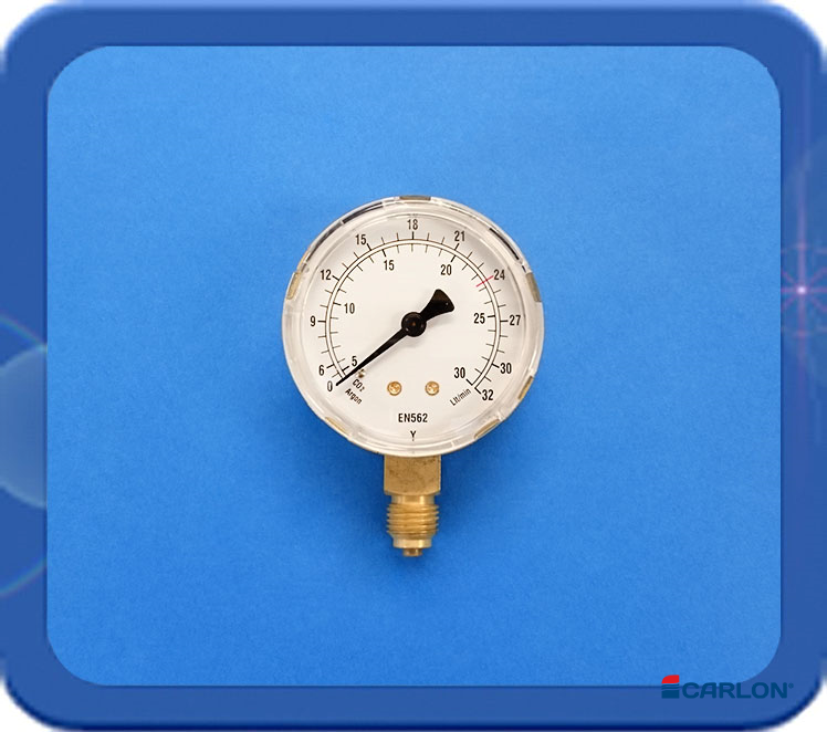 Manometer werkdruk onderaansluiting ¼" Argon/CO² 0-28/30 l/min 63mm - Afbeelding 2