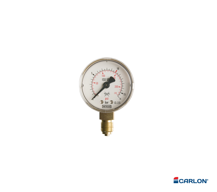Manometer werkdruk onderaansluiting ¼" Zuurstof 0-10/16 bar 50mm