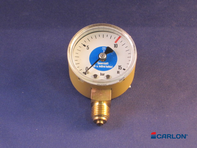 Manometer werkdruk onderaansluiting ¼" Zuurstof 0-10/16 bar 50mm - Afbeelding 2