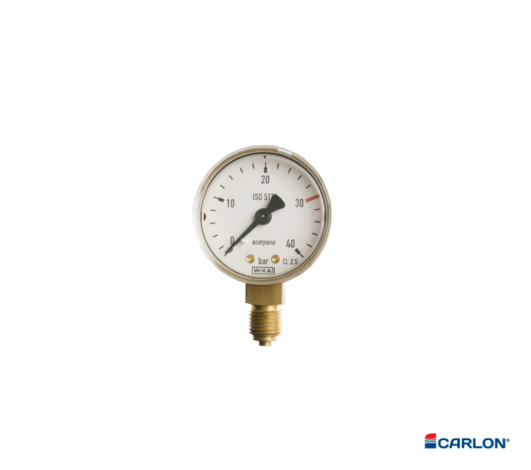 Manometer inhoudsdruk onderaansluiting ¼" Acetyleen 0-25/40 bar 50mm