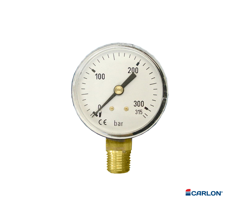 Manometer werkdruk 315 bar onderaansluiting ¼" 0-200/315 bar 50mm
