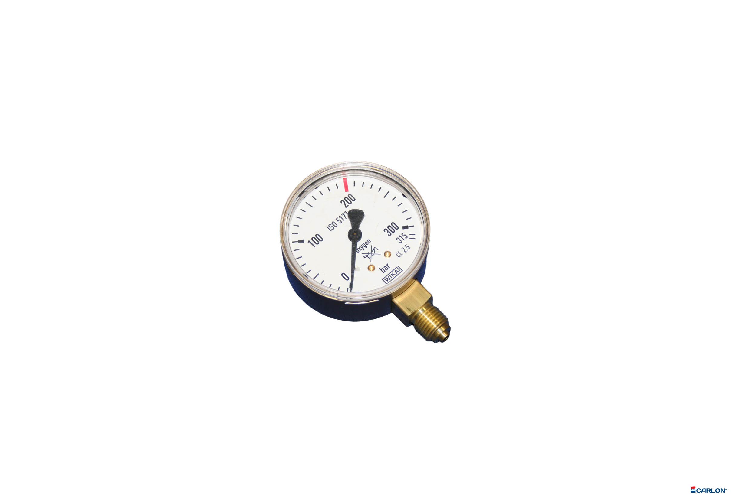 Manometer inhoudsdruk onderaansluiting ¼" Zuurstof 0-200/315 bar 63mm