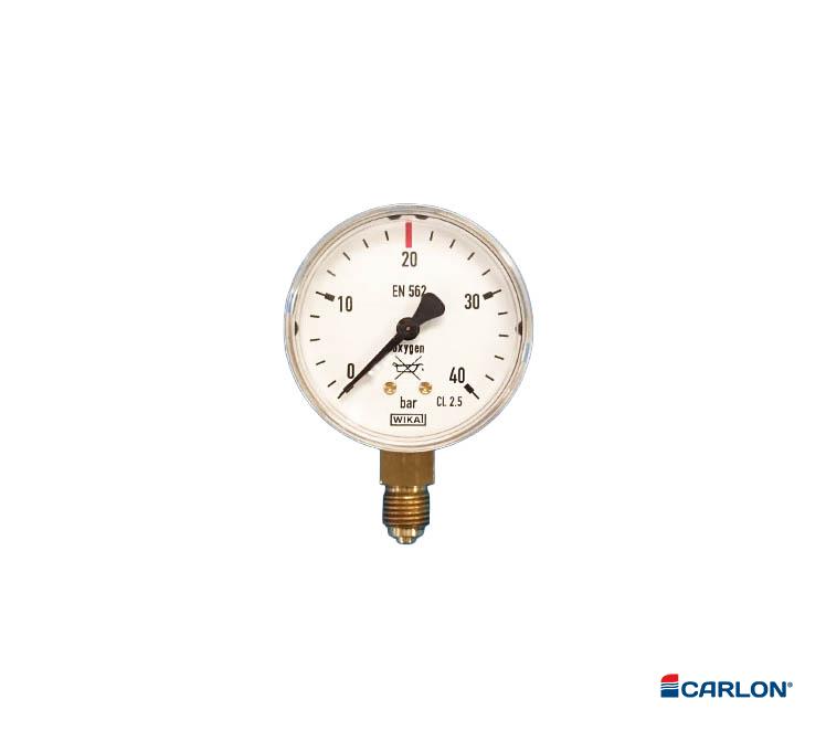 Manometer werkdruk onderaansluiting ¼" Zuurstof 0-20/40 bar 63mm