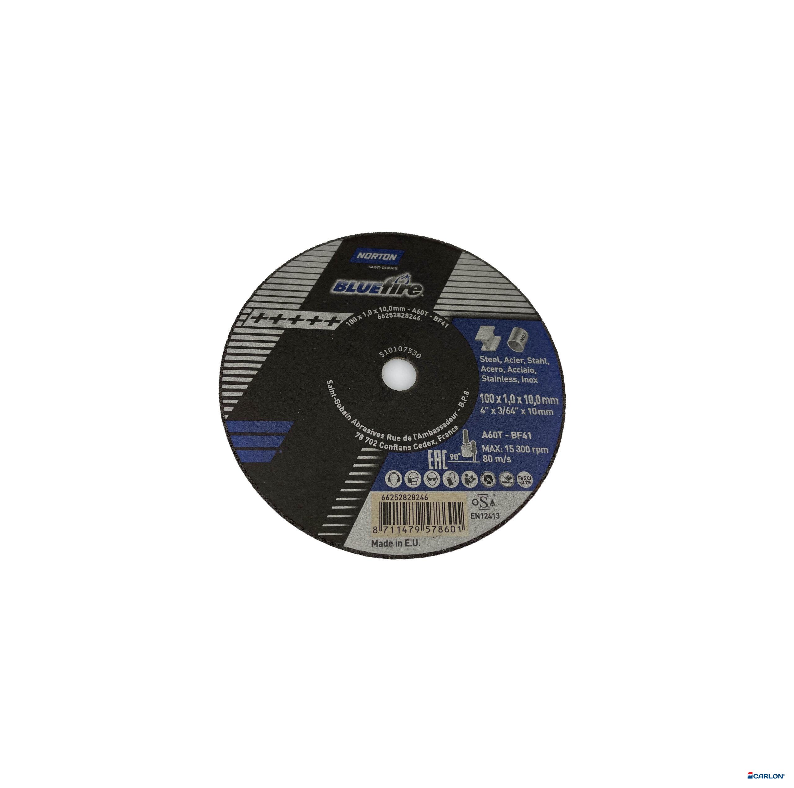 Doorslijpschijf RVS 100x1,0x9,5mm (Norton)