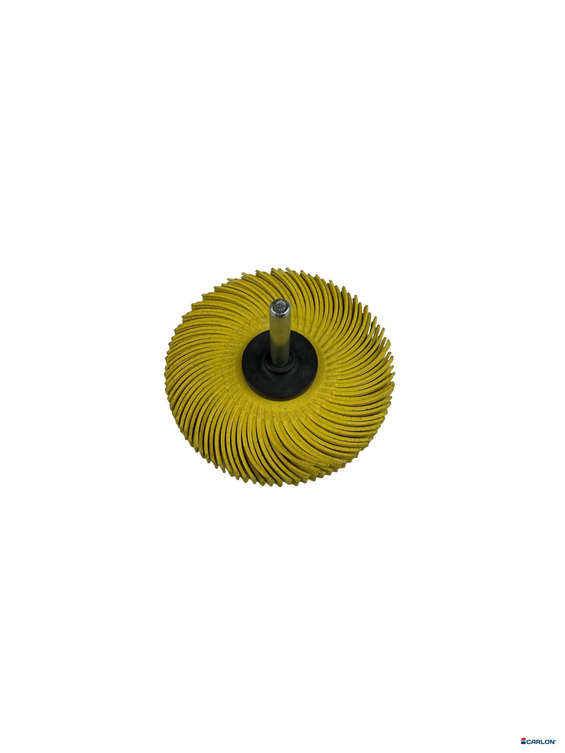 Bristle disc ster 75mm met as k80 geel