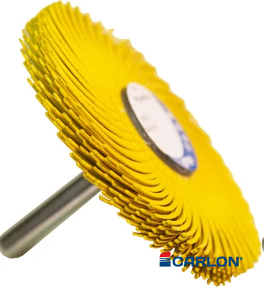 Bristle disc ster 75mm met as k80 geel
