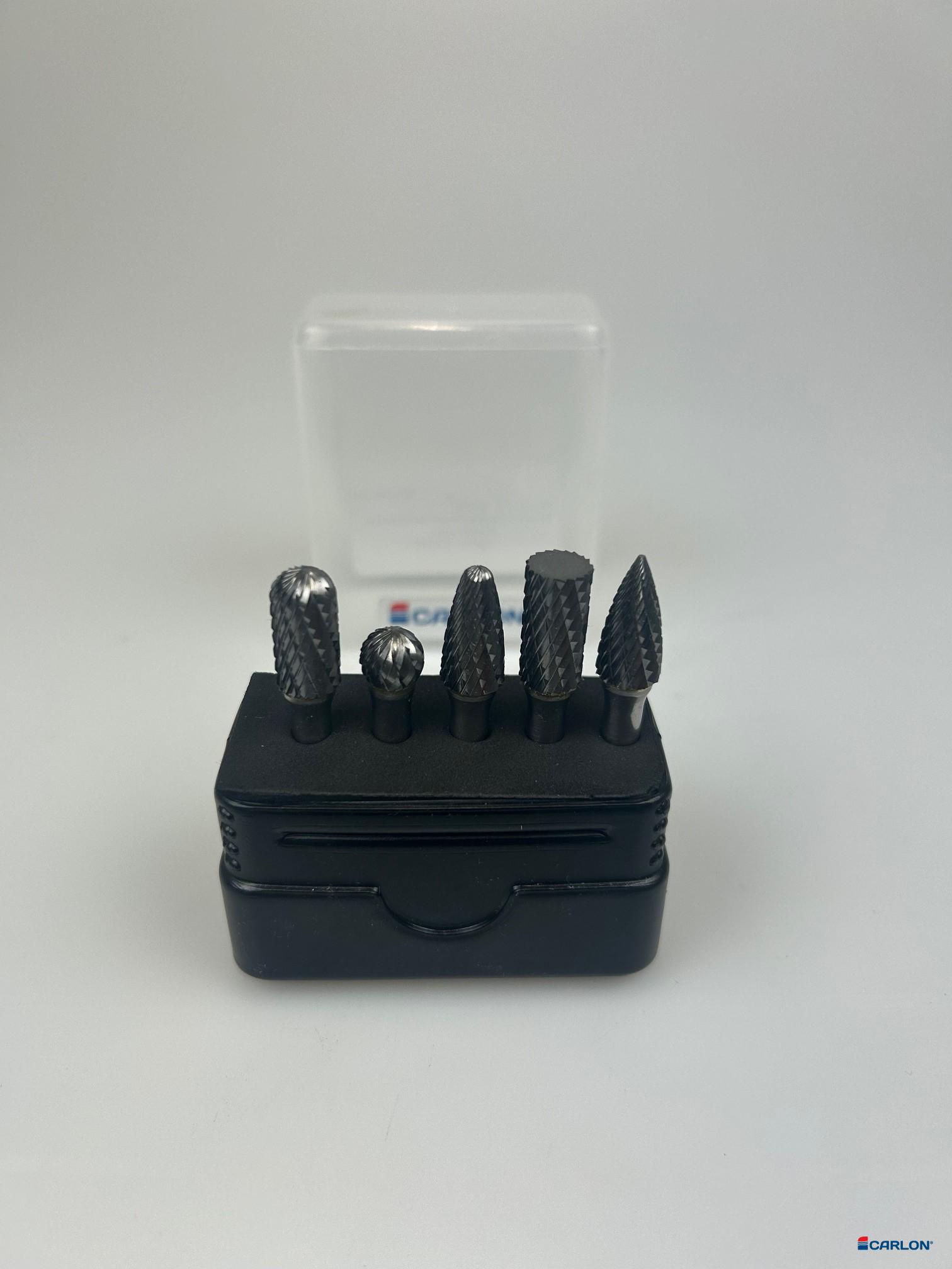 Assortiment hardmetaal R-stiftfrezen 9,6mm 5-dlg kvt