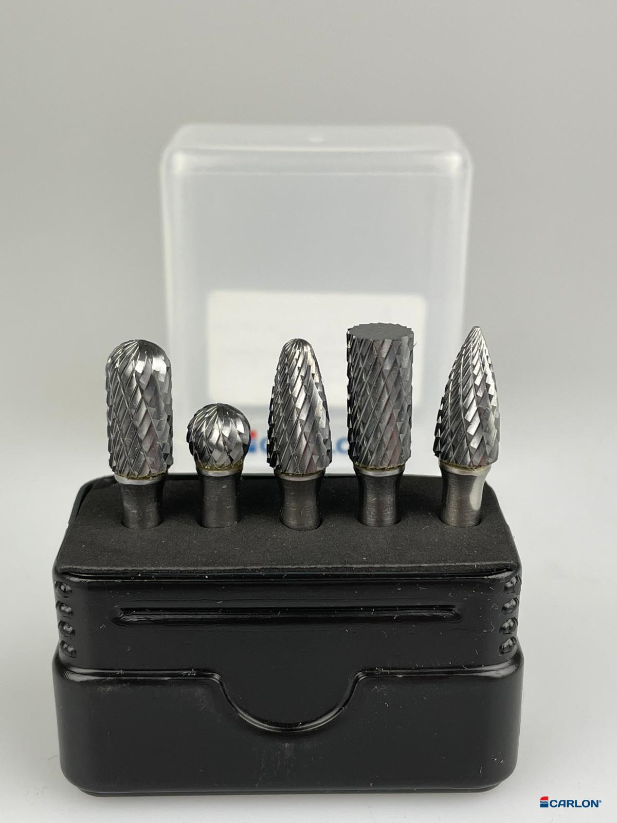 Assortiment hardmetaal R-stiftfrezen 9,6mm 5-dlg kvt