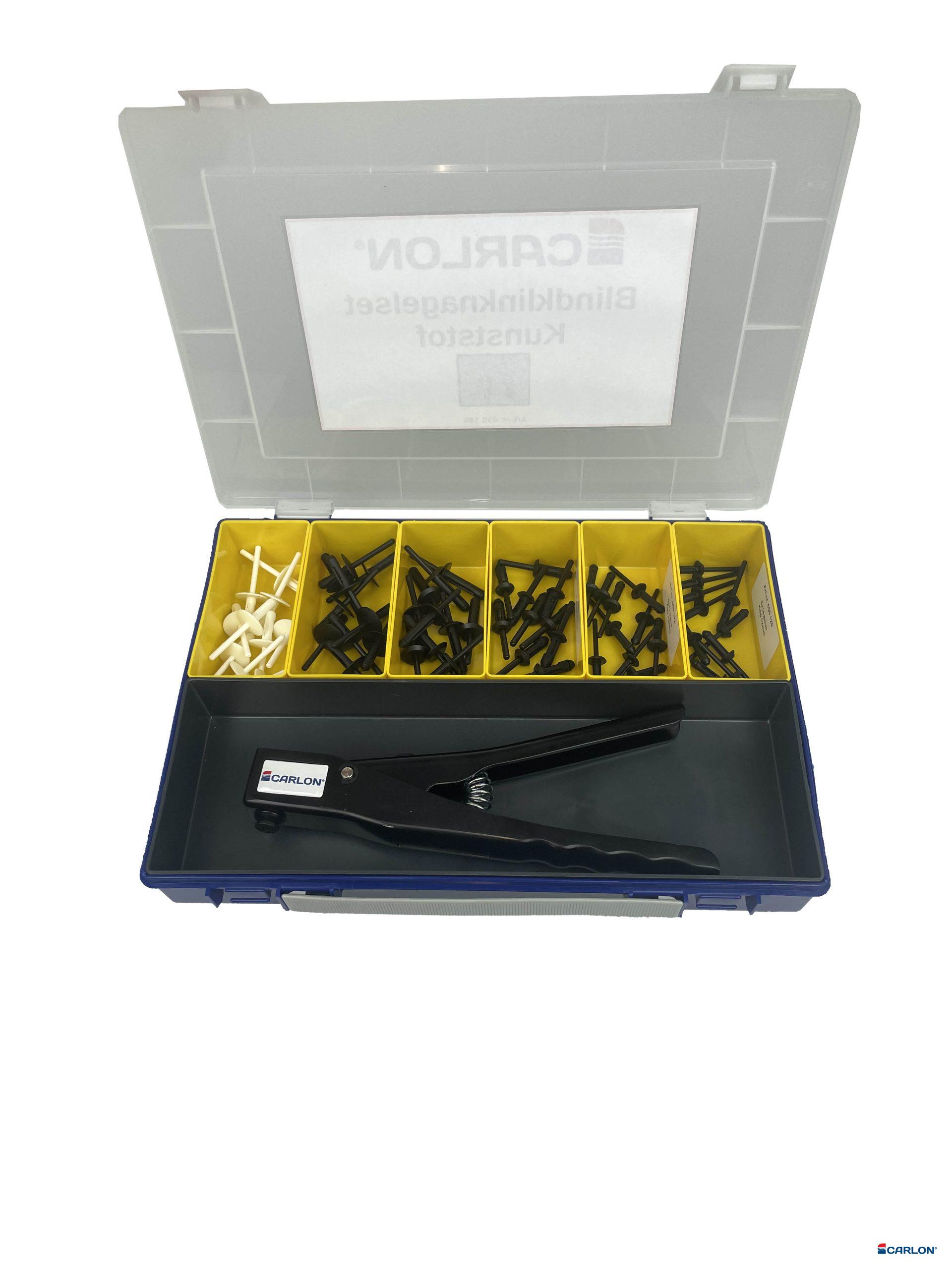 Blindklinknagelassortiment kunststof met tang