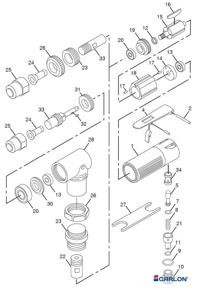 Perslucht haakse stiftslijper CP-7406 6mm - Afbeelding 4