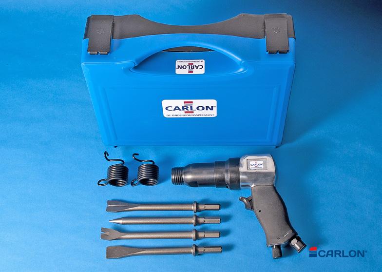 Perslucht hakhamerset PS 77 met 2 beitels in koffer