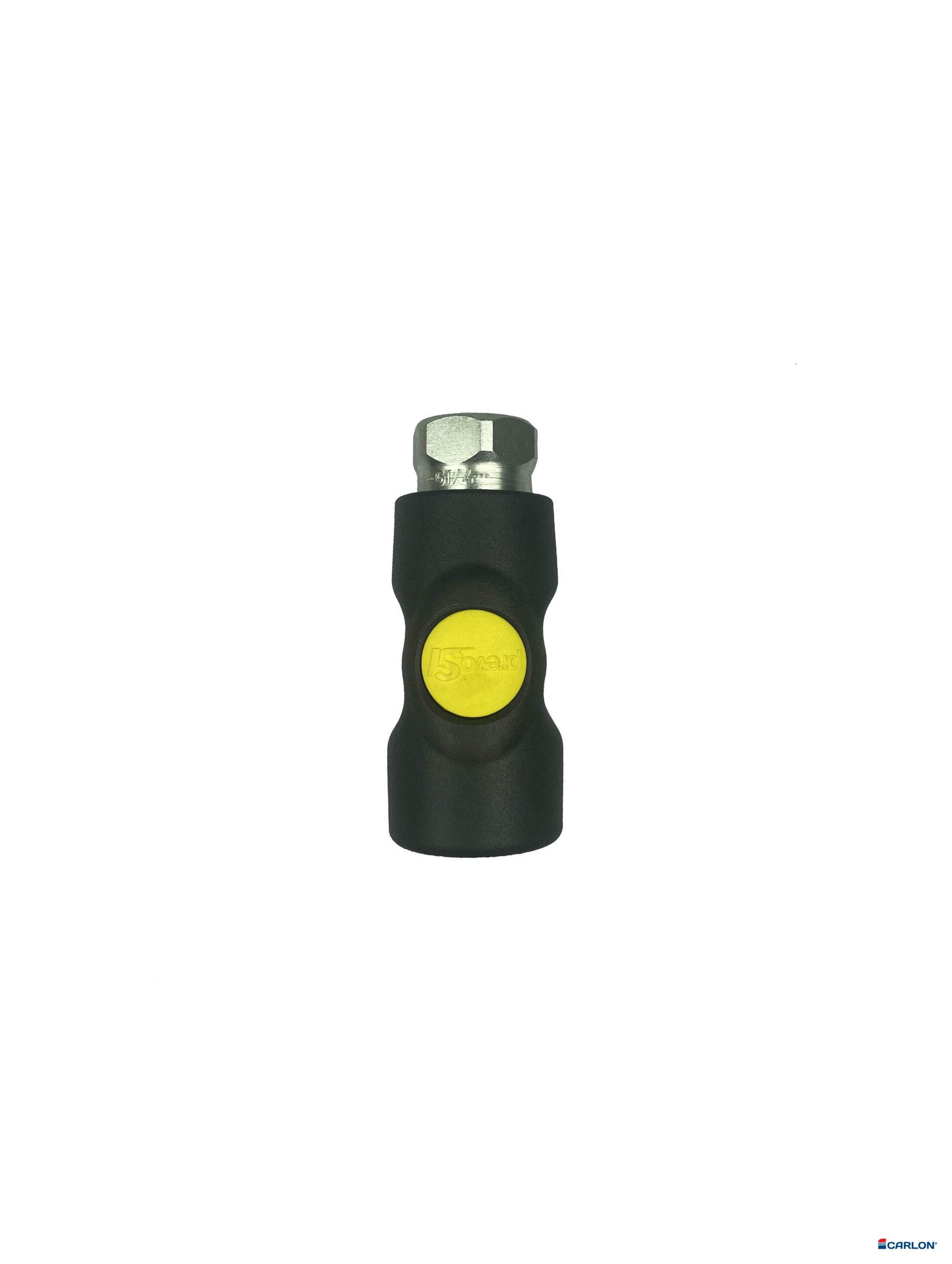 Veiligheidskoppeling A1/22 1/4" binnendraad met drukknop geel