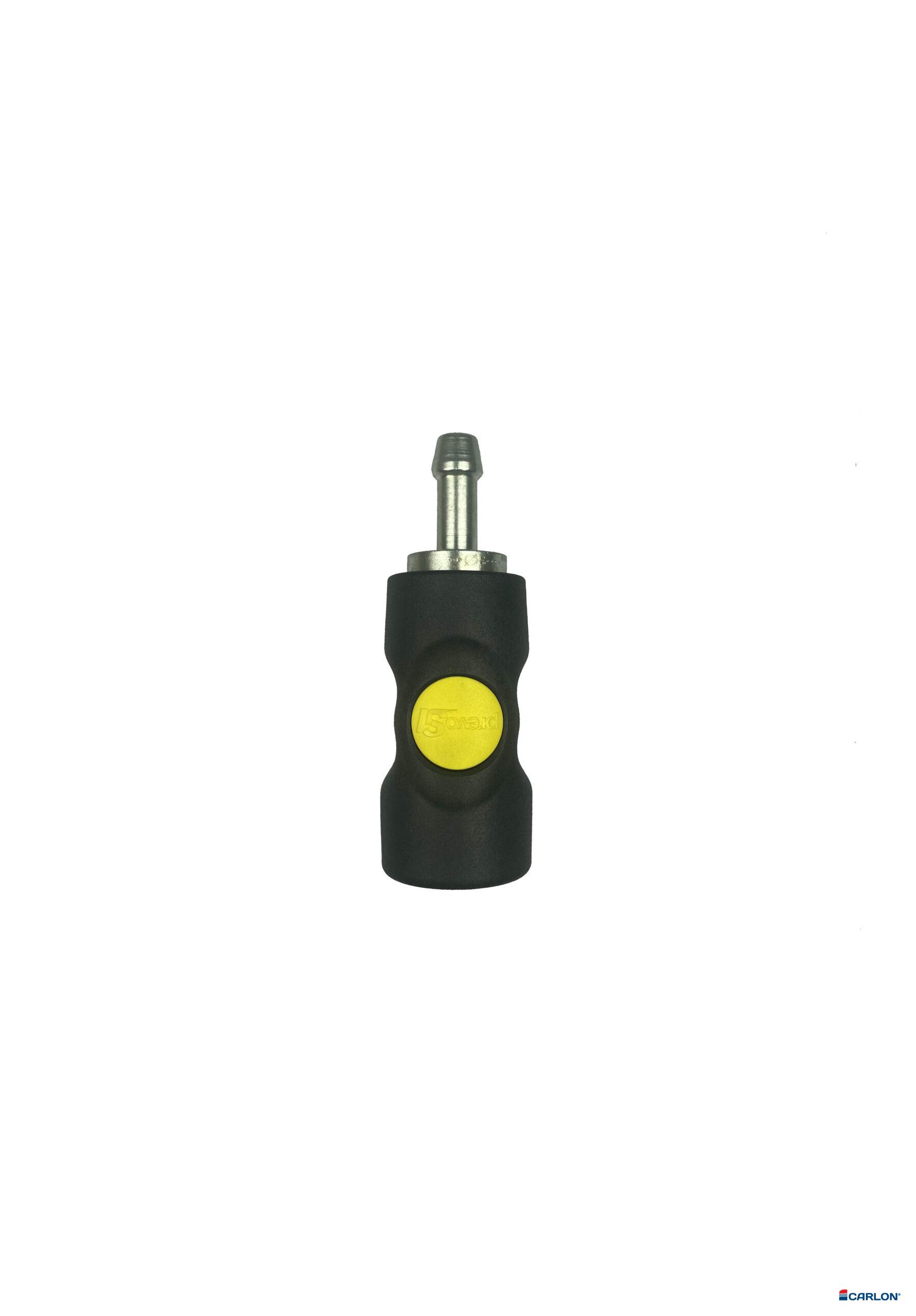 Veiligheidskoppeling A1/22 8mm slangpilaar met drukknop geel