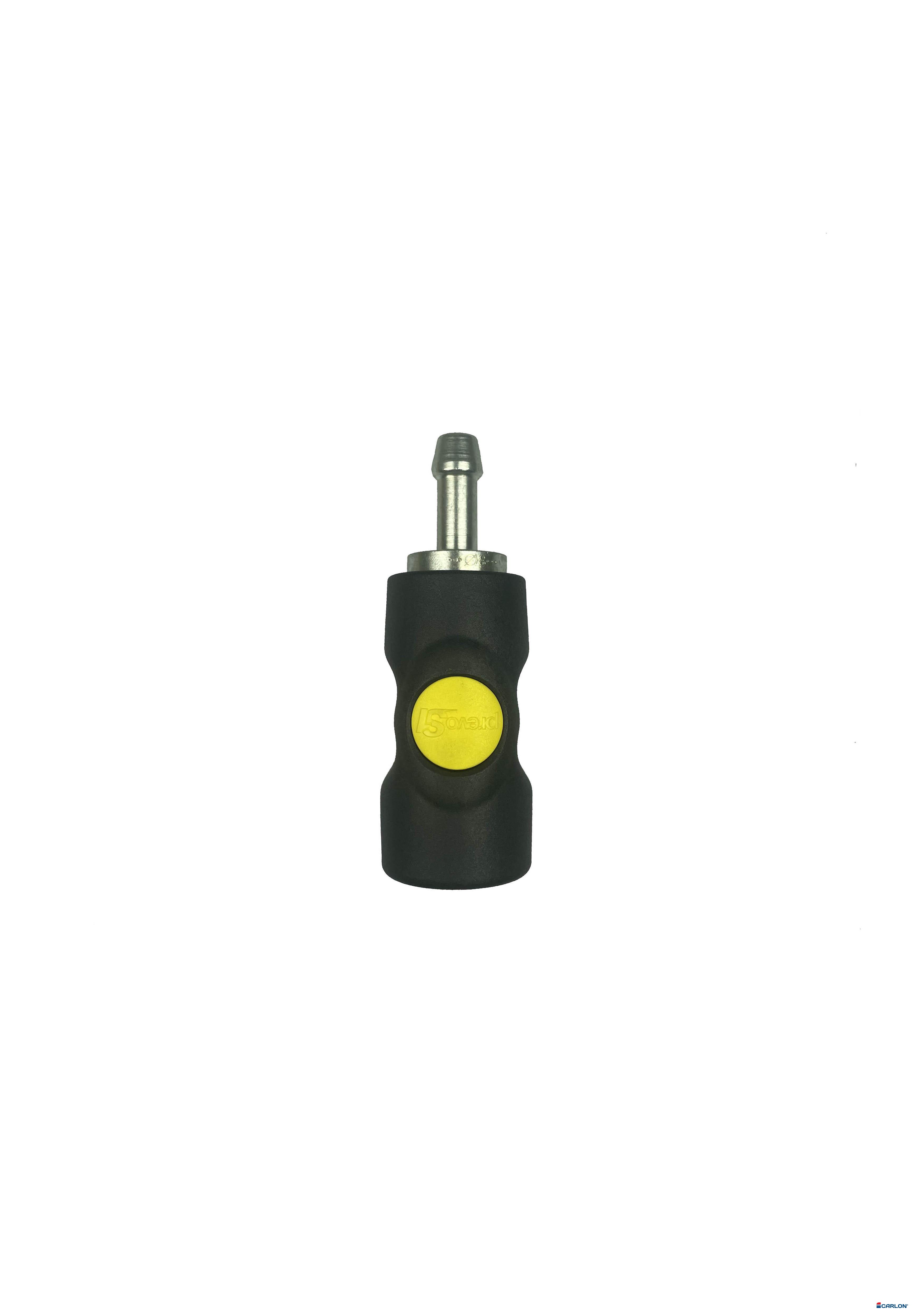 Veiligheidskoppeling A1/22 8mm slangpilaar met drukknop geel