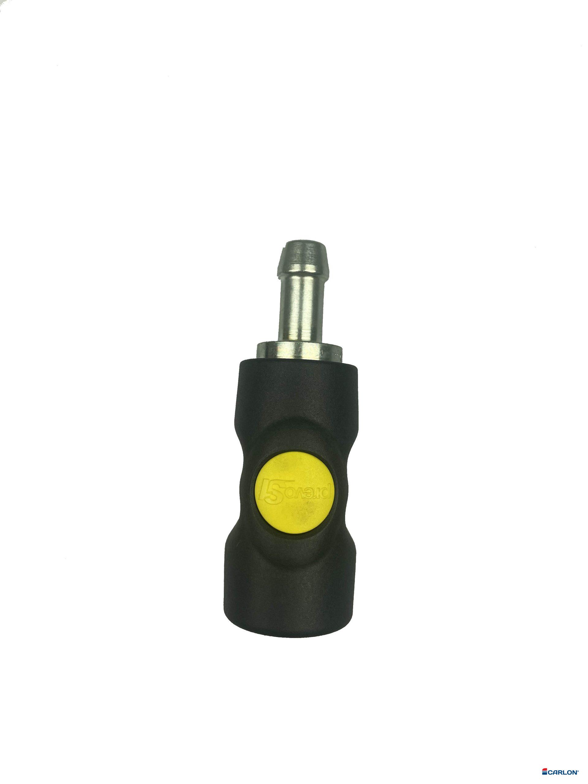 Veiligheidskoppeling A1/22 10mm slangpilaar met drukknop geel