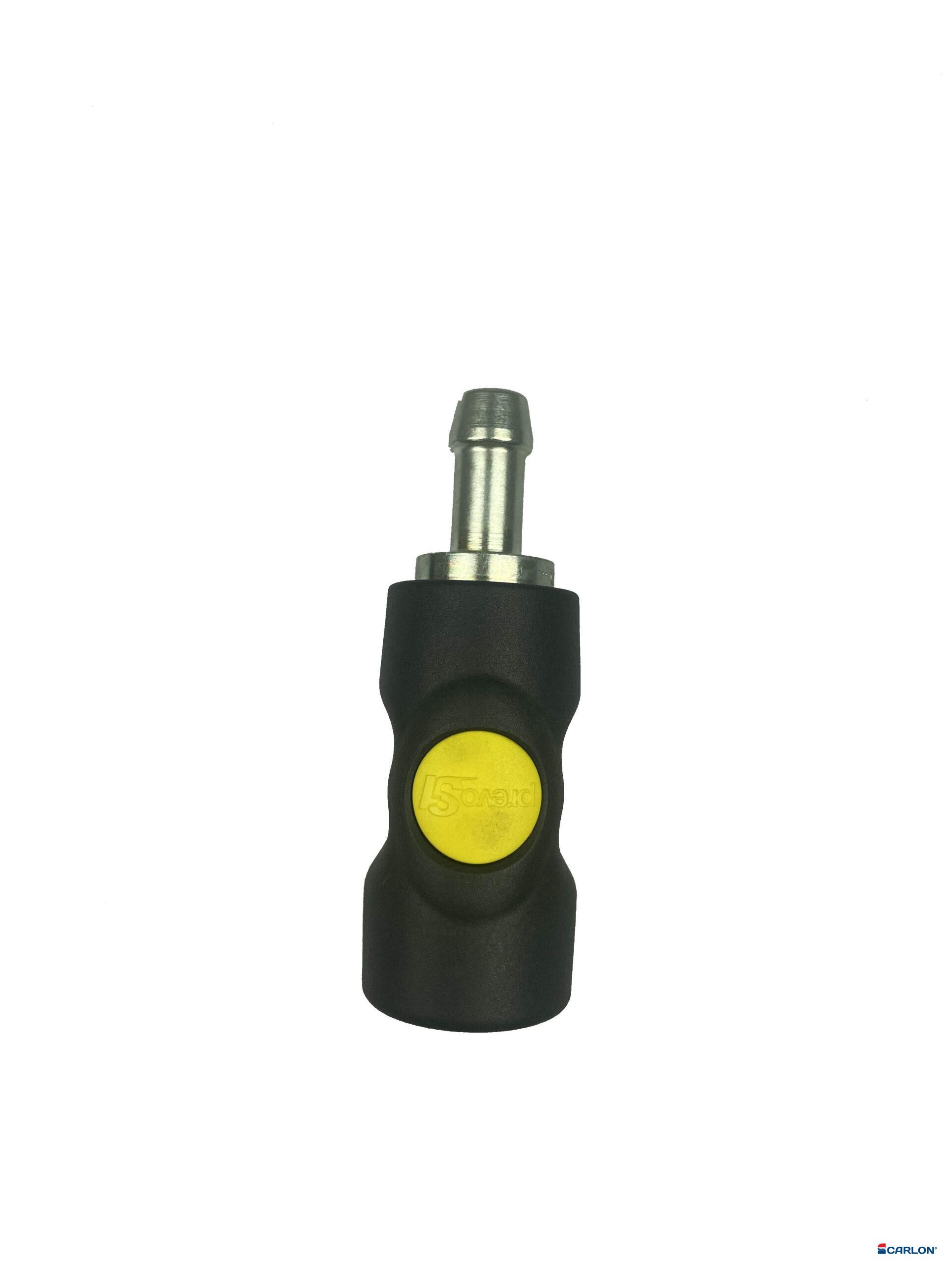 Veiligheidskoppeling A1/22 10mm slangpilaar met drukknop geel