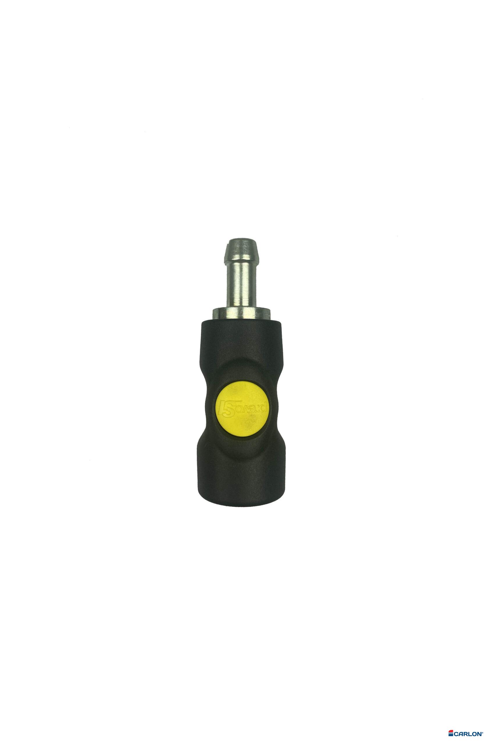 Veiligheidskoppeling A1/22 10mm slangpilaar met drukknop geel
