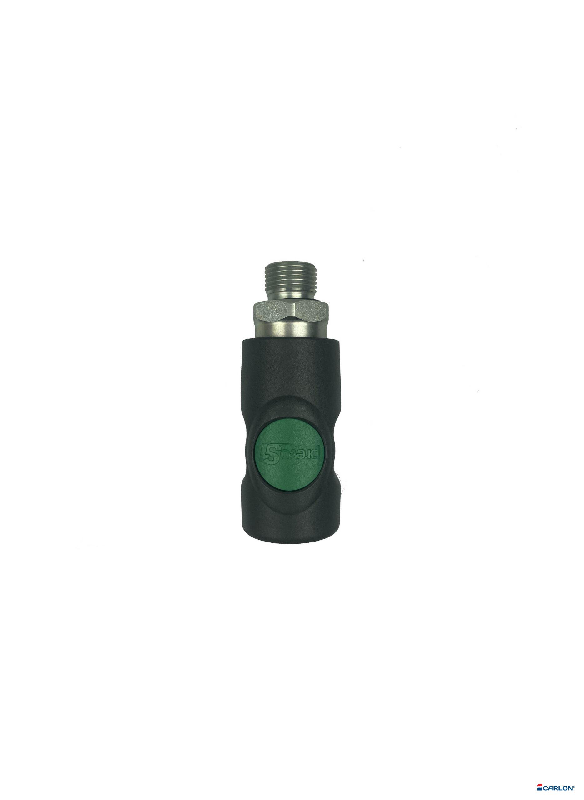 Veiligheidskoppeling C/25 3/8" buitendraad met drukknop groen