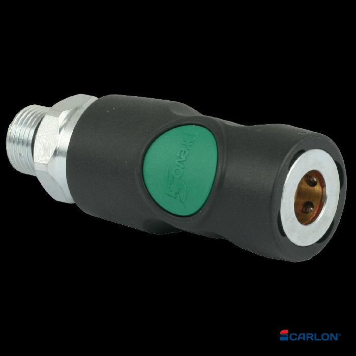 Veiligheidskoppeling C/25 3/8" buitendraad met drukknop groen - Afbeelding 2