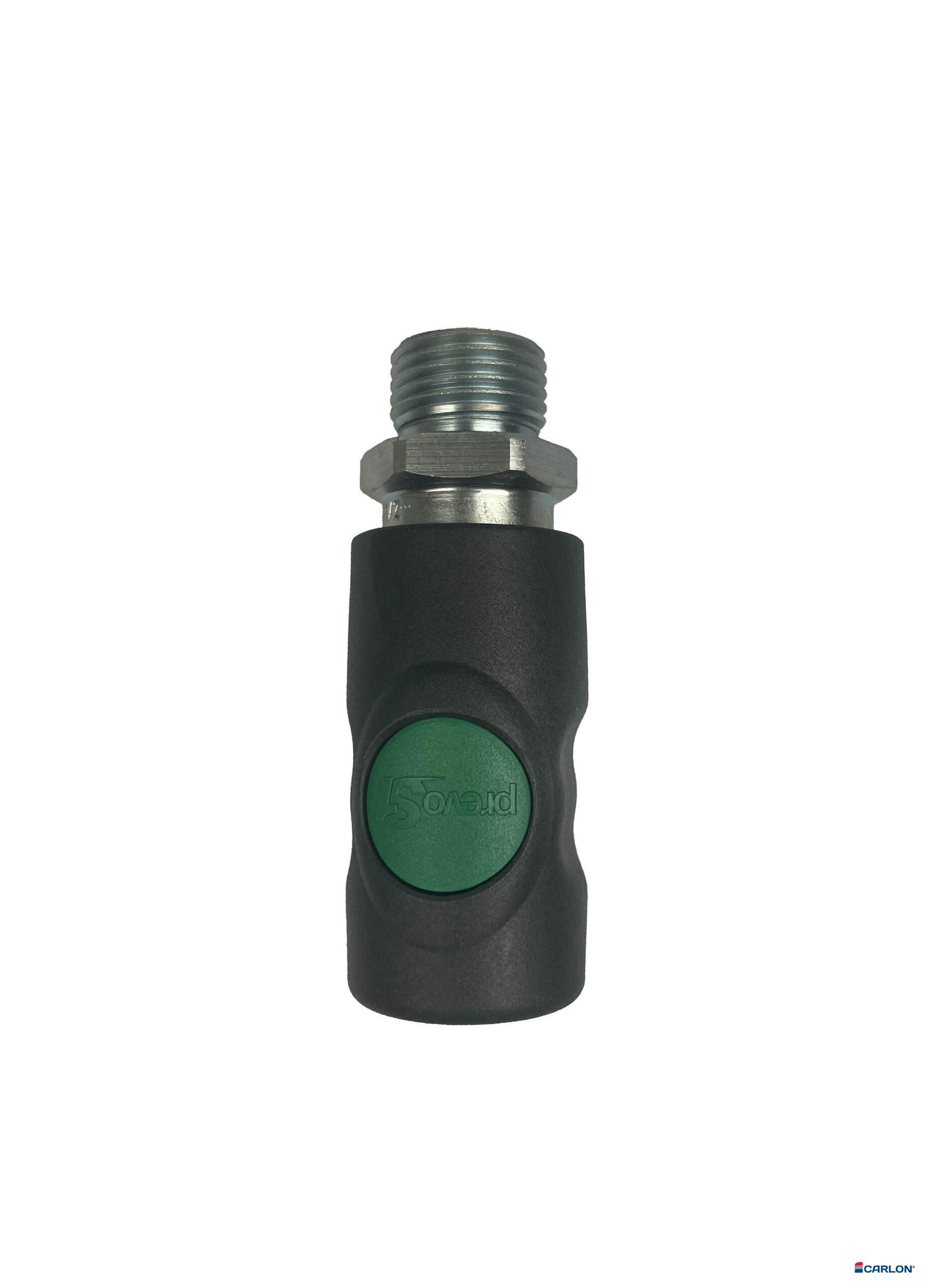 Veiligheidskoppeling C/25 1/2" buitendraad met drukknop groen