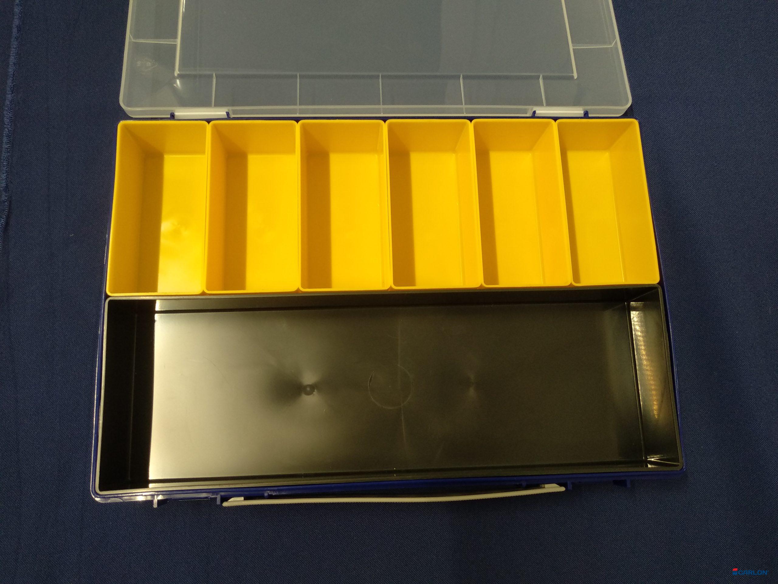 Assortimentsbox PP blauw met 7 bakjes 335x225x55mm