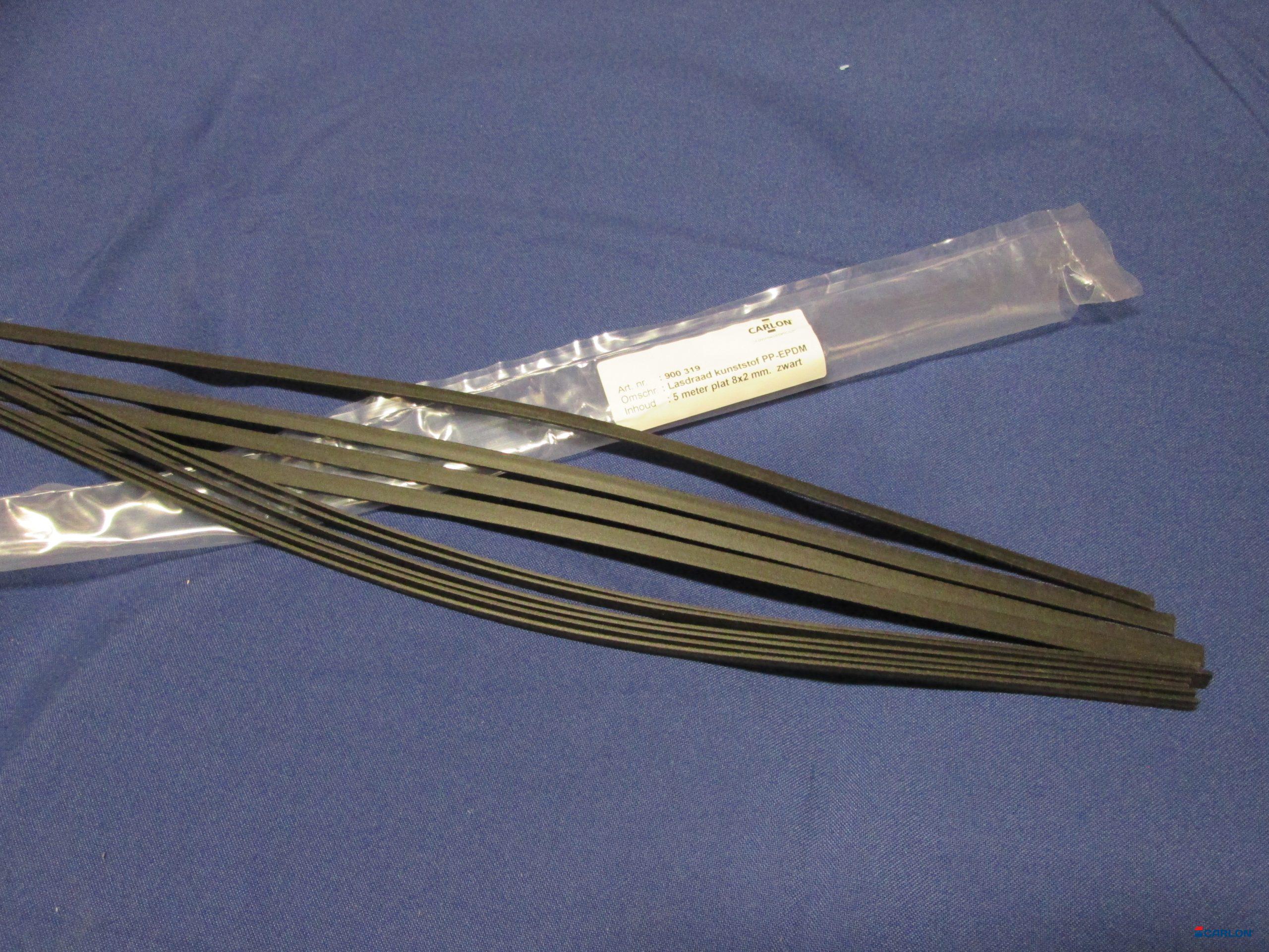 Lasdraad kunststof PP-EPDM zwart 8x2mm plat (5m)