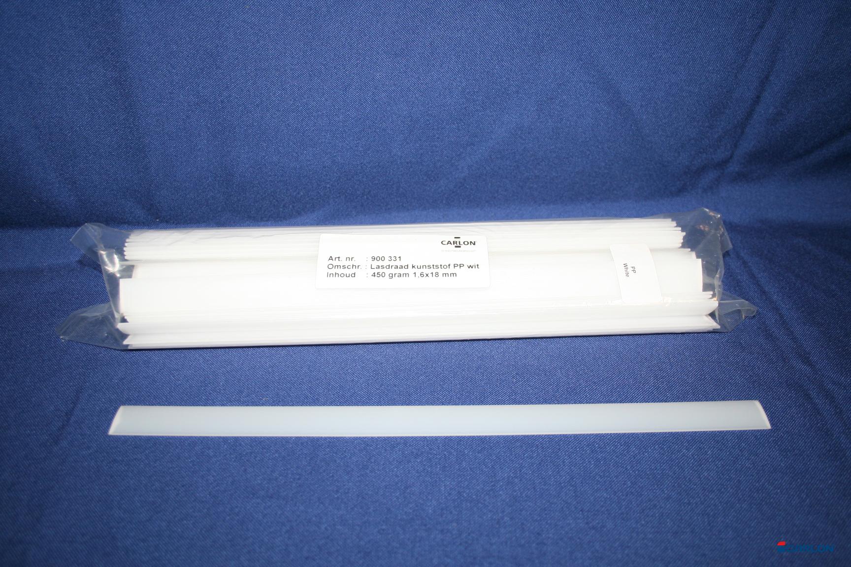 Lasdraad kunststof PP wit plat 1,6x18mm (450gr)